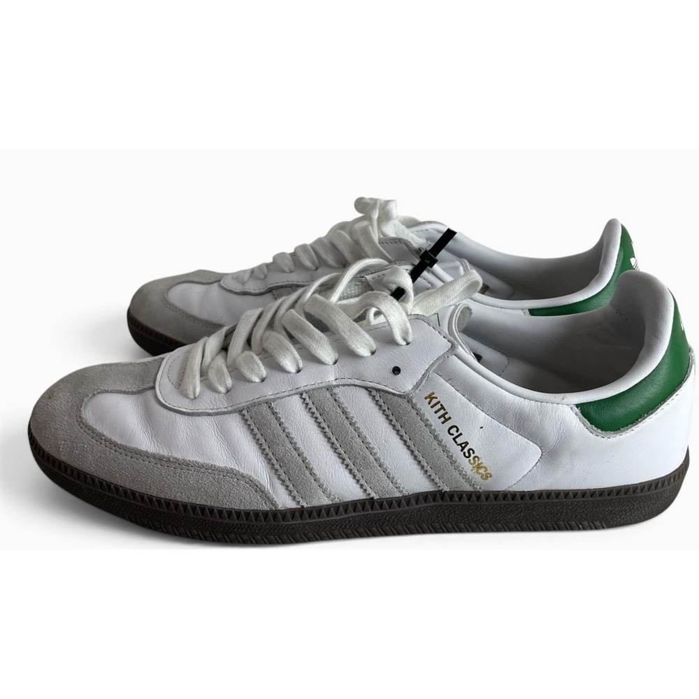 adidas Kith Samba Classics FX5398 White Green Leather Shoes Mens 10.5
